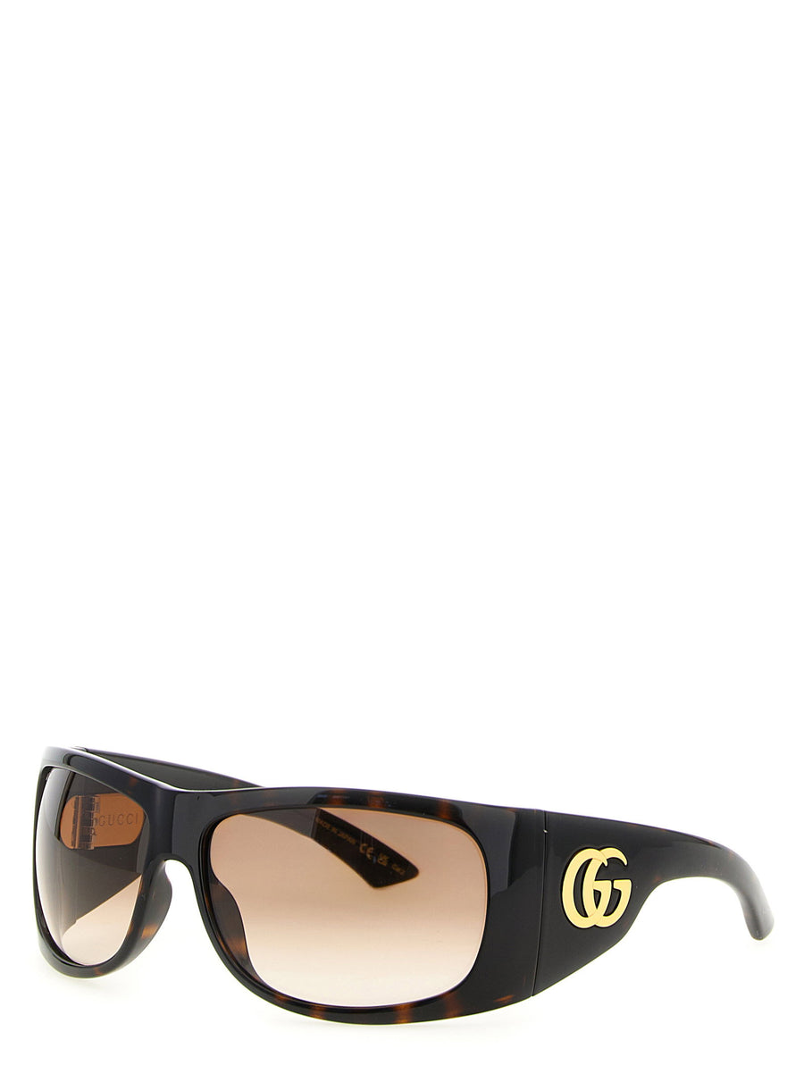 Gucci Doppia G Square Sunglasses Tortoiseshell Brown One Size Logo