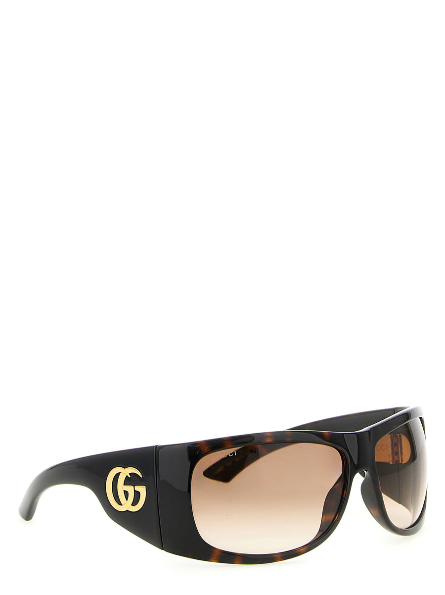 Gucci Doppia G Square Sunglasses Tortoiseshell Brown One Size Logo