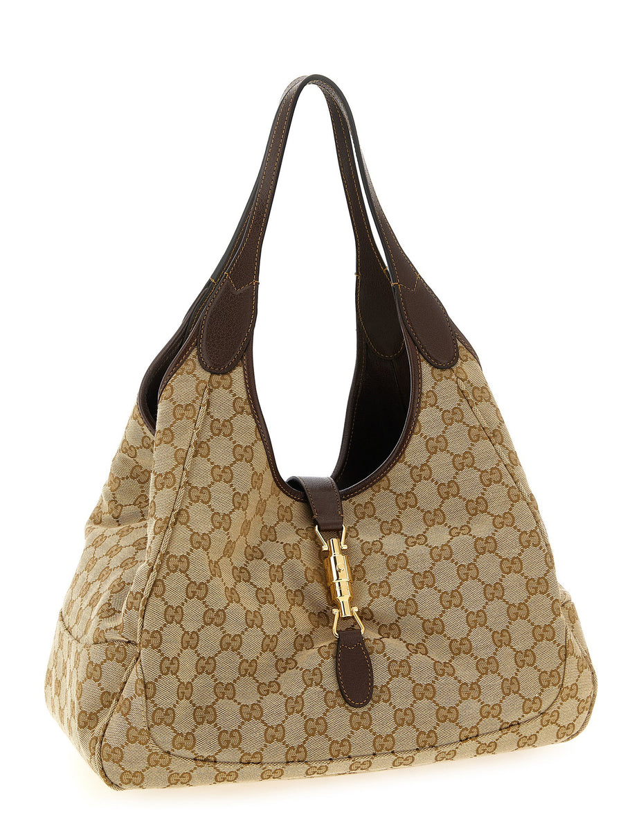 Gucci Medium Mercato Shopping Bag Beige Fabric With Leather Details One Size