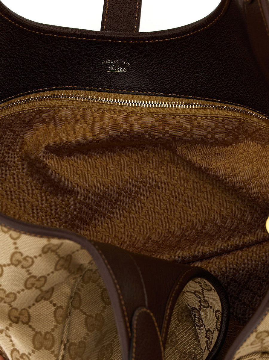 Gucci Medium Mercato Shopping Bag Beige Fabric With Leather Details One Size