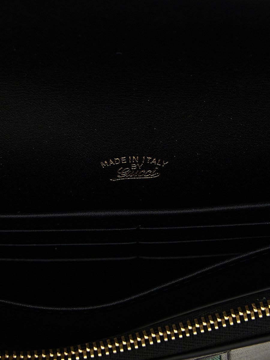 Gucci Horsebit Web Wallet On Chain Black Calfskin Leather