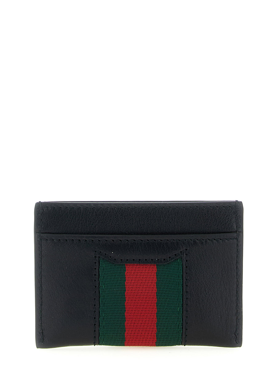 Gucci Web Horsebit Card Holder Black Calfskin Leather