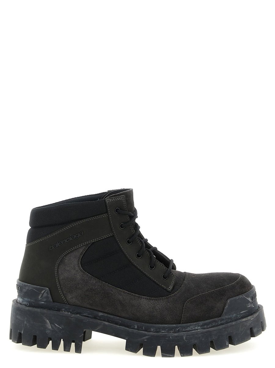 Balenciaga Combat Strike Ankle Boots For Men Luxury Nubuck Leather Canvas Mix Premium Edition Street Ready