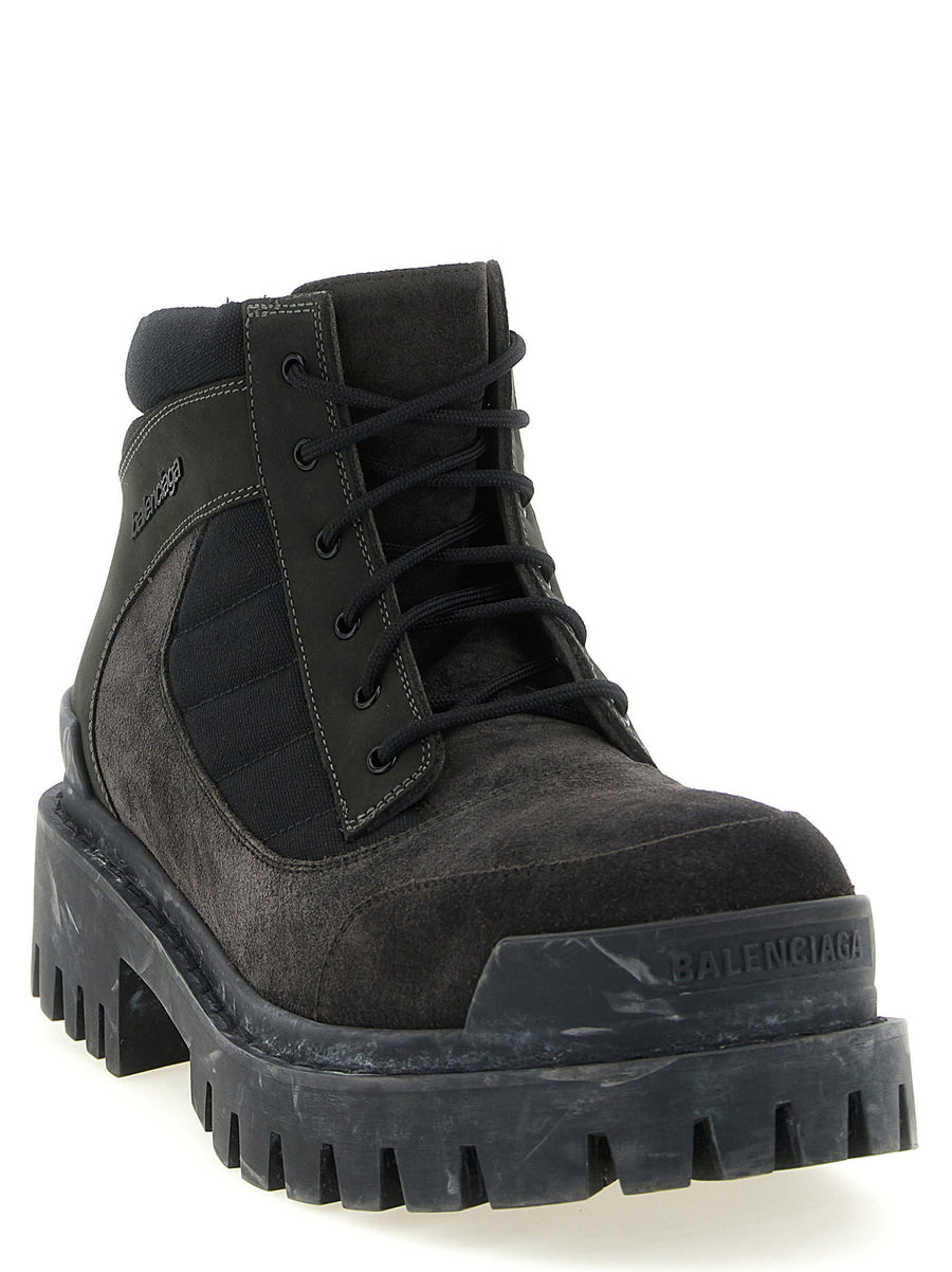 Balenciaga Combat Strike Ankle Boots For Men Luxury Nubuck Leather Canvas Mix Premium Edition Street Ready