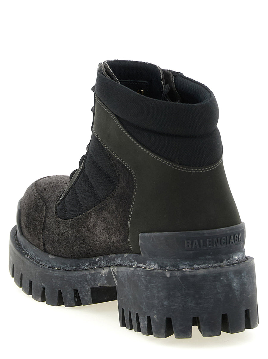 Balenciaga Combat Strike Ankle Boots For Men Luxury Nubuck Leather Canvas Mix Premium Edition Street Ready
