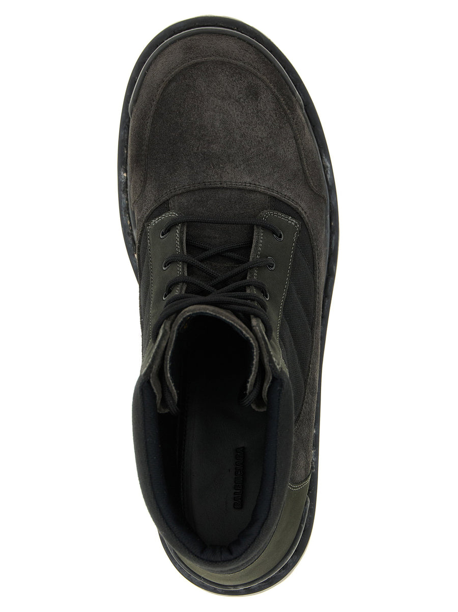 Balenciaga Combat Strike Ankle Boots For Men Luxury Nubuck Leather Canvas Mix Premium Edition Street Ready