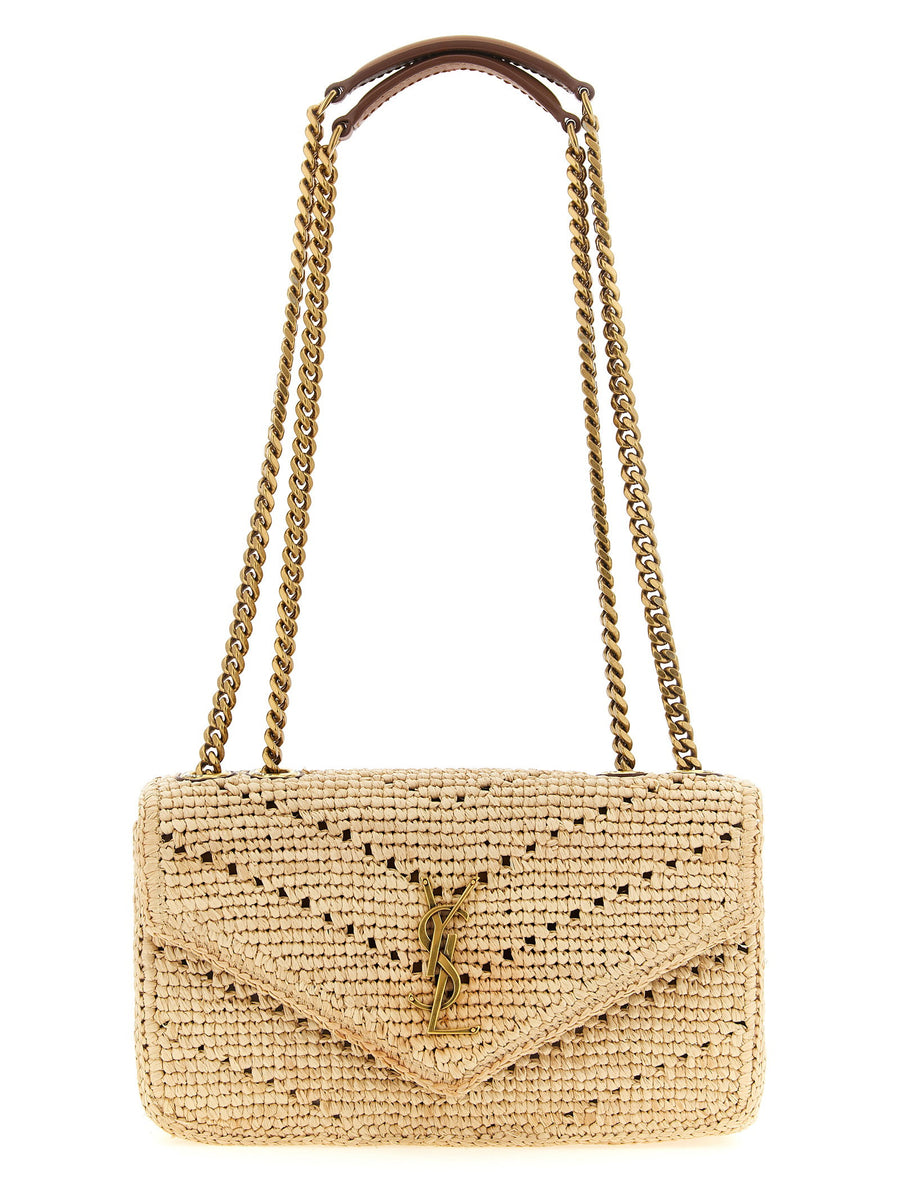 Saint Laurent Small Loulou Raffia Shoulder Bag Natural Beige
