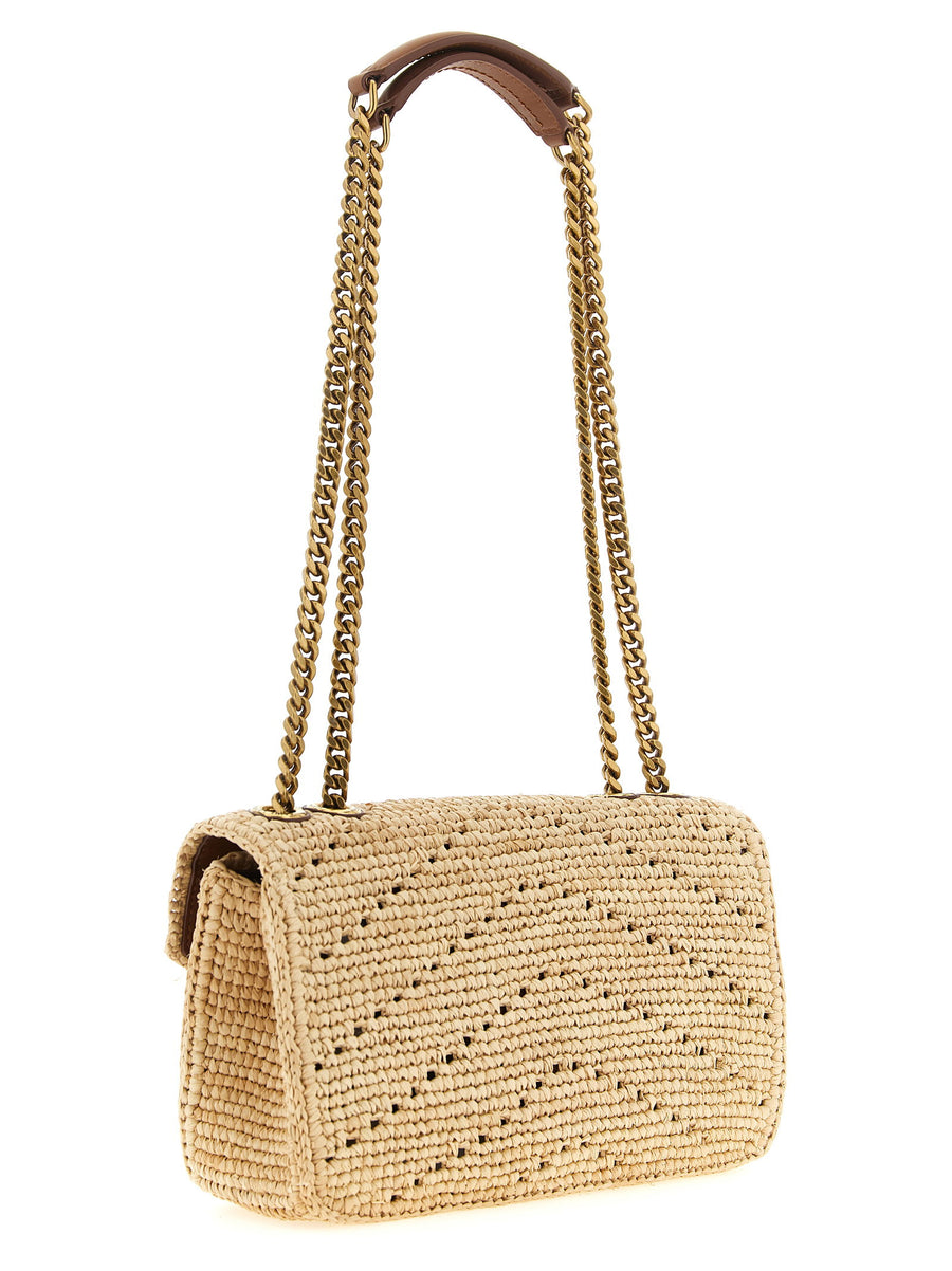 Saint Laurent Small Loulou Raffia Shoulder Bag Natural Beige