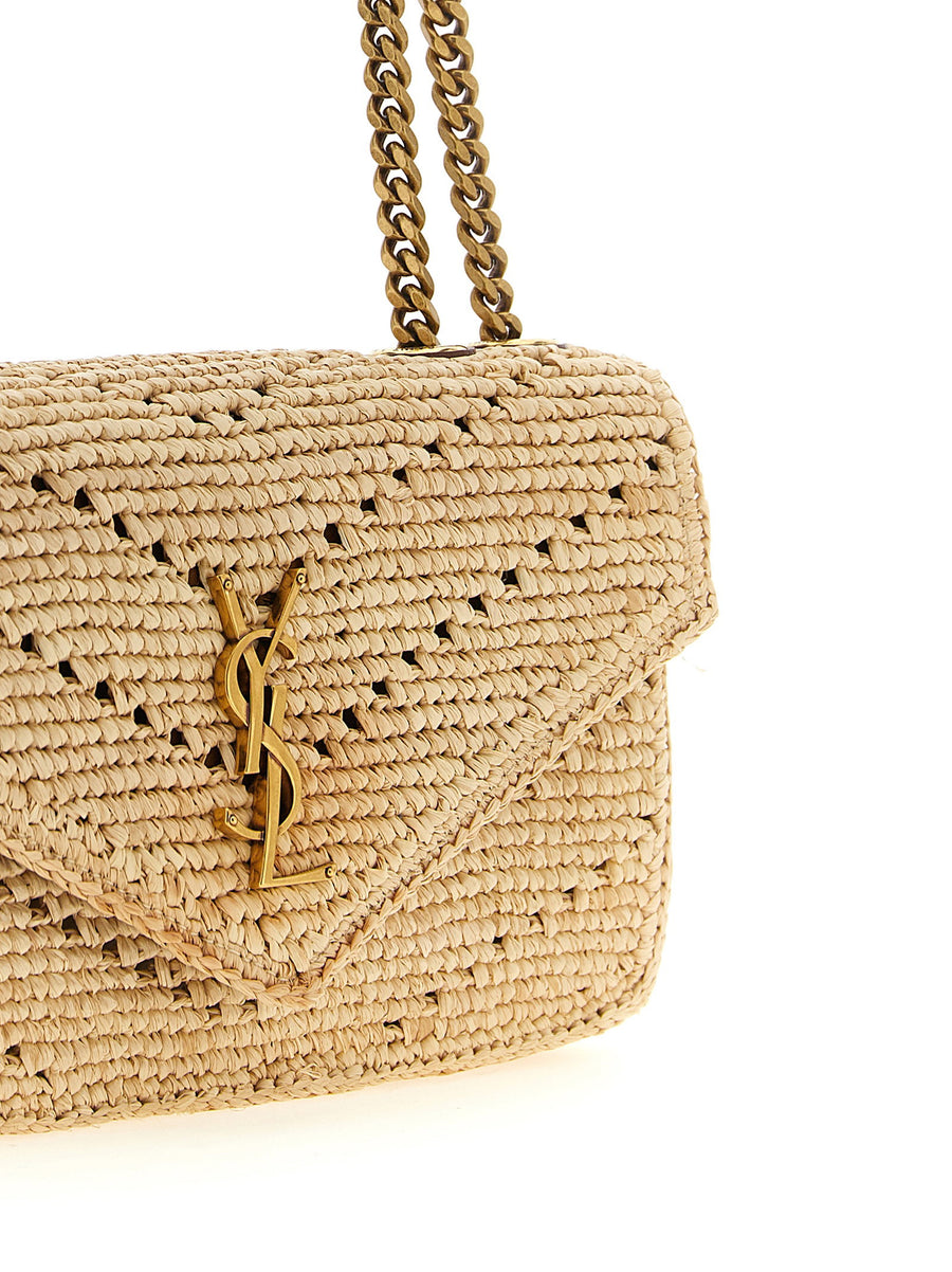 Saint Laurent Small Loulou Raffia Shoulder Bag Natural Beige