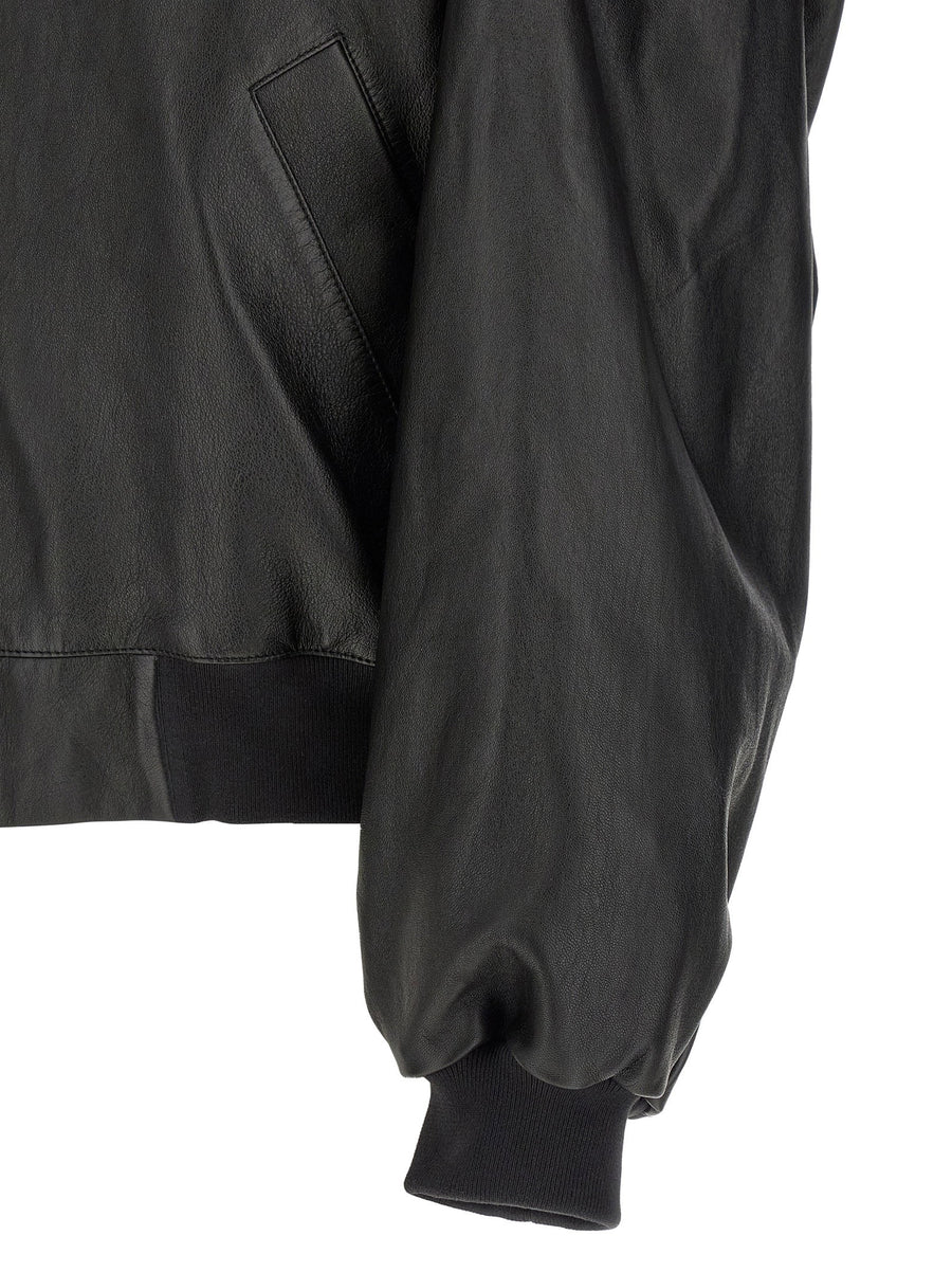 Balenciaga Salon De Couture Lamb Leather Bomber Jacket Black