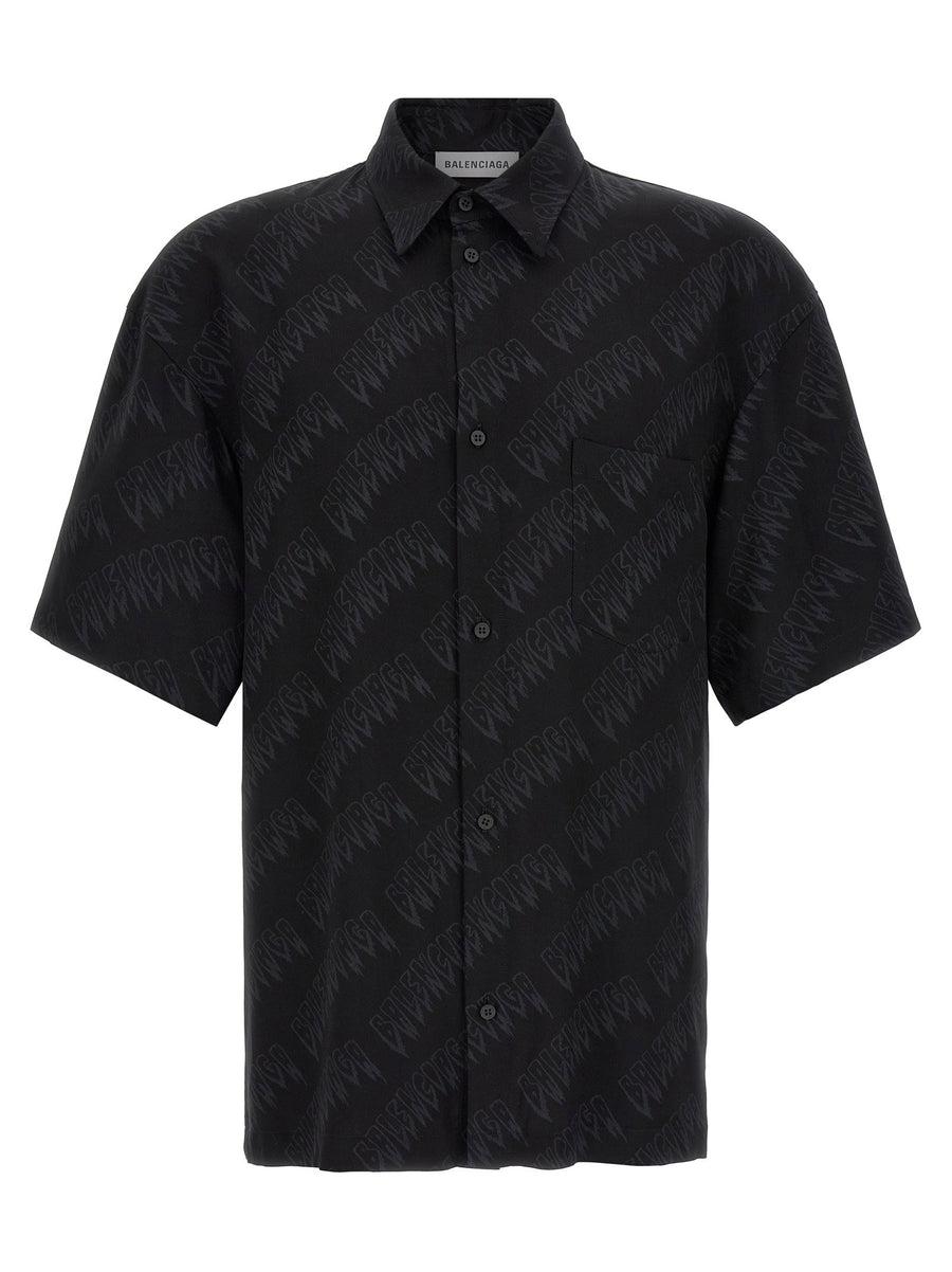 Balenciaga Logo Shirt Luxury Viscose Allover Print For Fashion Forward Women And Men