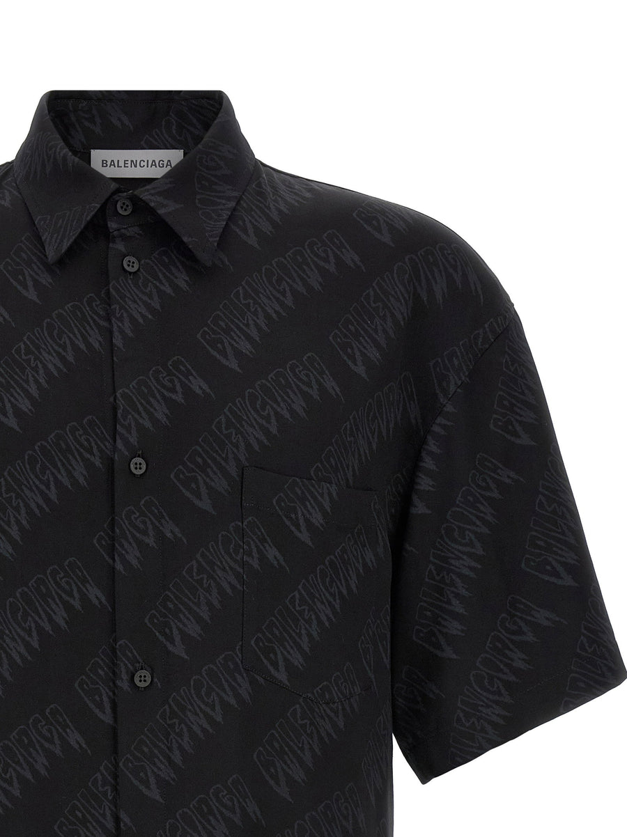 Balenciaga Logo Shirt Luxury Viscose Allover Print For Fashion Forward Women And Men