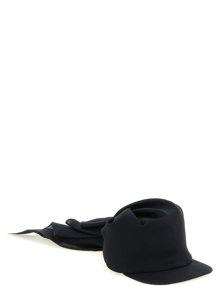 Balenciaga Silk Cap With Visor And Sculptural Rear Detail For Women Couture Luxury Headpiece