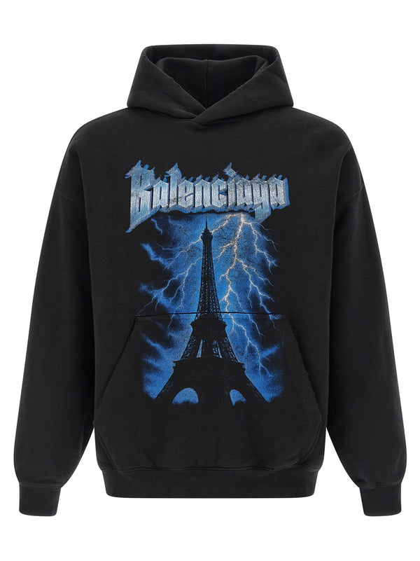 Balenciaga Paris Thunderstorm Hoodie Premium 100 Percent Cotton Dry Fleece Finish For Men