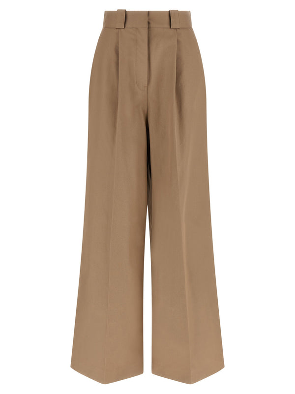Balenciaga High Waist Pants Women Luxurious Beige 100 Percent Cotton Flared Trousers With Zip And Pockets