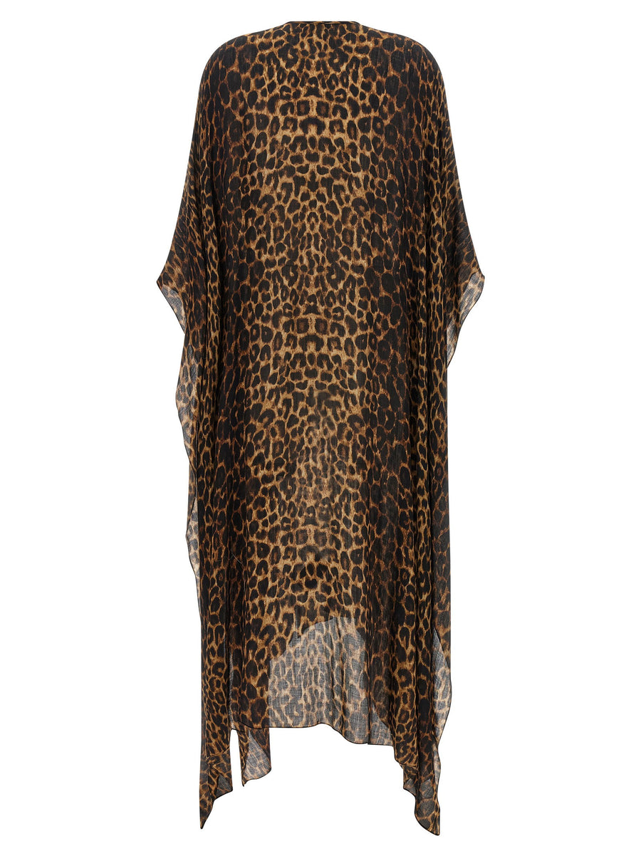 Saint Laurent Animalier Caftan Brown Wool Twill One Size