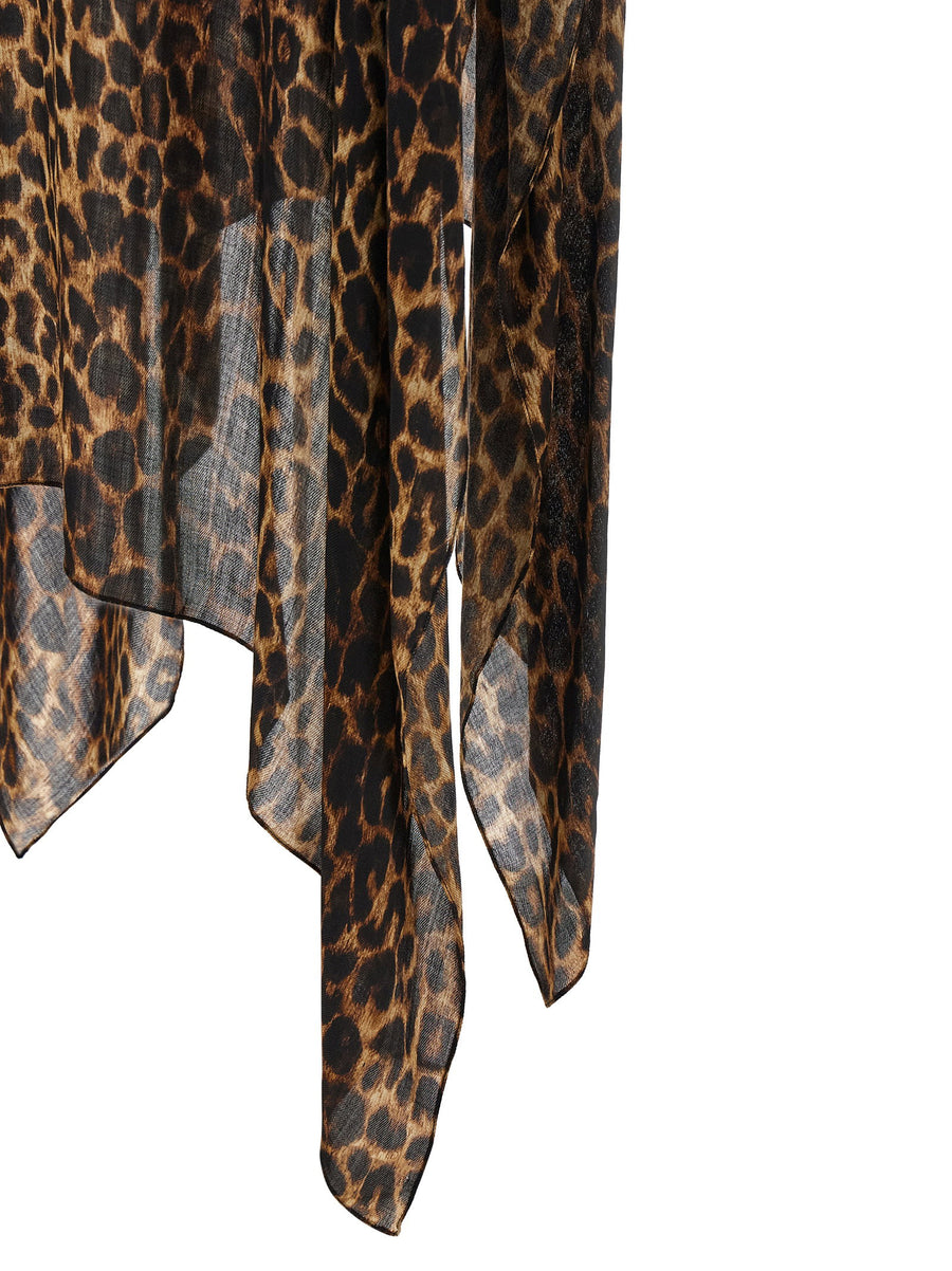 Saint Laurent Animalier Caftan Brown Wool Twill One Size