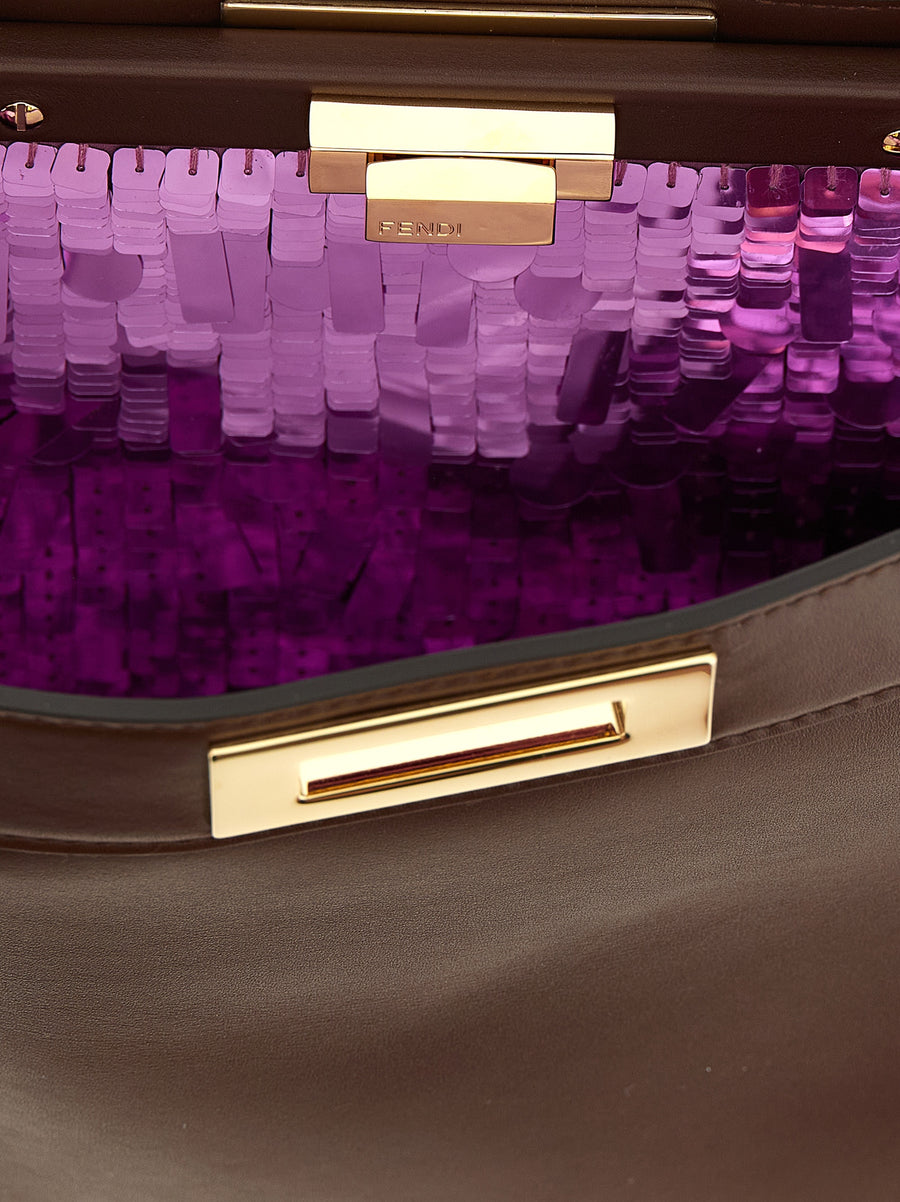 Fendi Peekaboo Iseeu Handbag Luxury Calfskin With Hand Embroidered Interior Structured One Size For Women