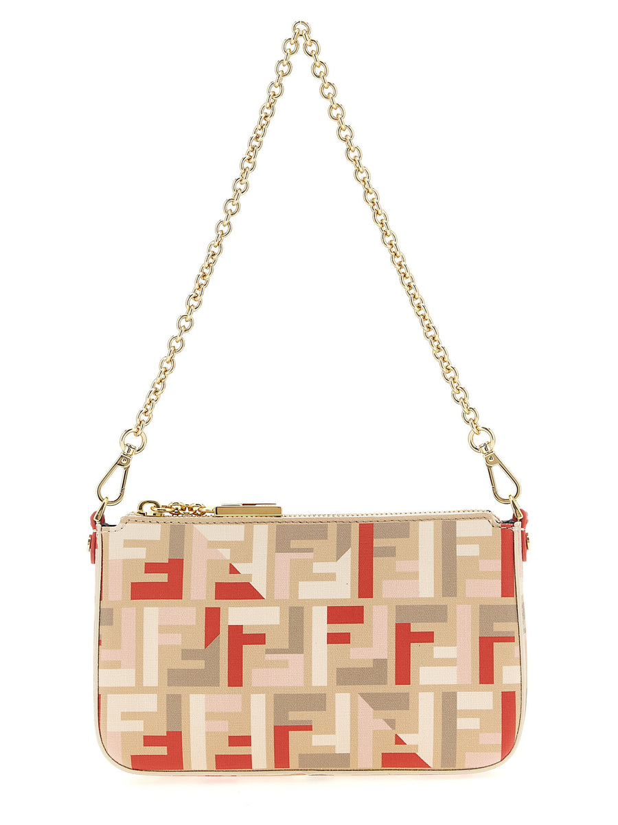 Fendi Baguette Pouch Multicolor FF Pattern Luxury Clutch For Women, Top Zip, Removable Chain