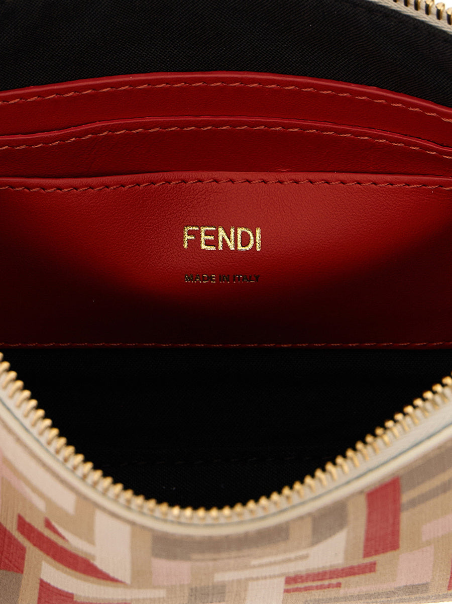 Fendi Baguette Pouch Multicolor FF Pattern Luxury Clutch For Women, Top Zip, Removable Chain