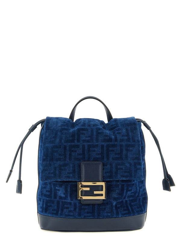 Fendi Ff Flocked Denim Backpack