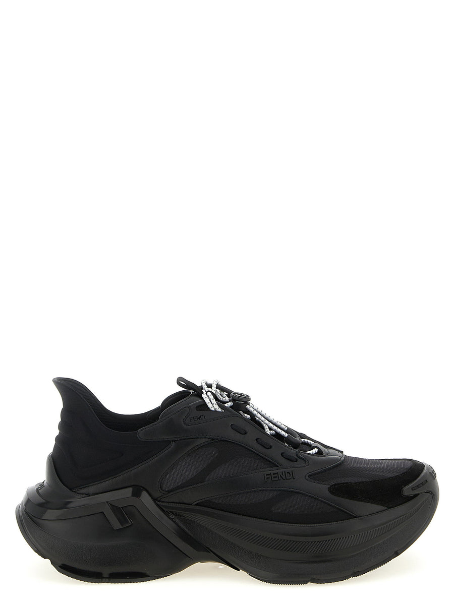 Fendi F Light Sneakers For Women In Black Leather And Mesh