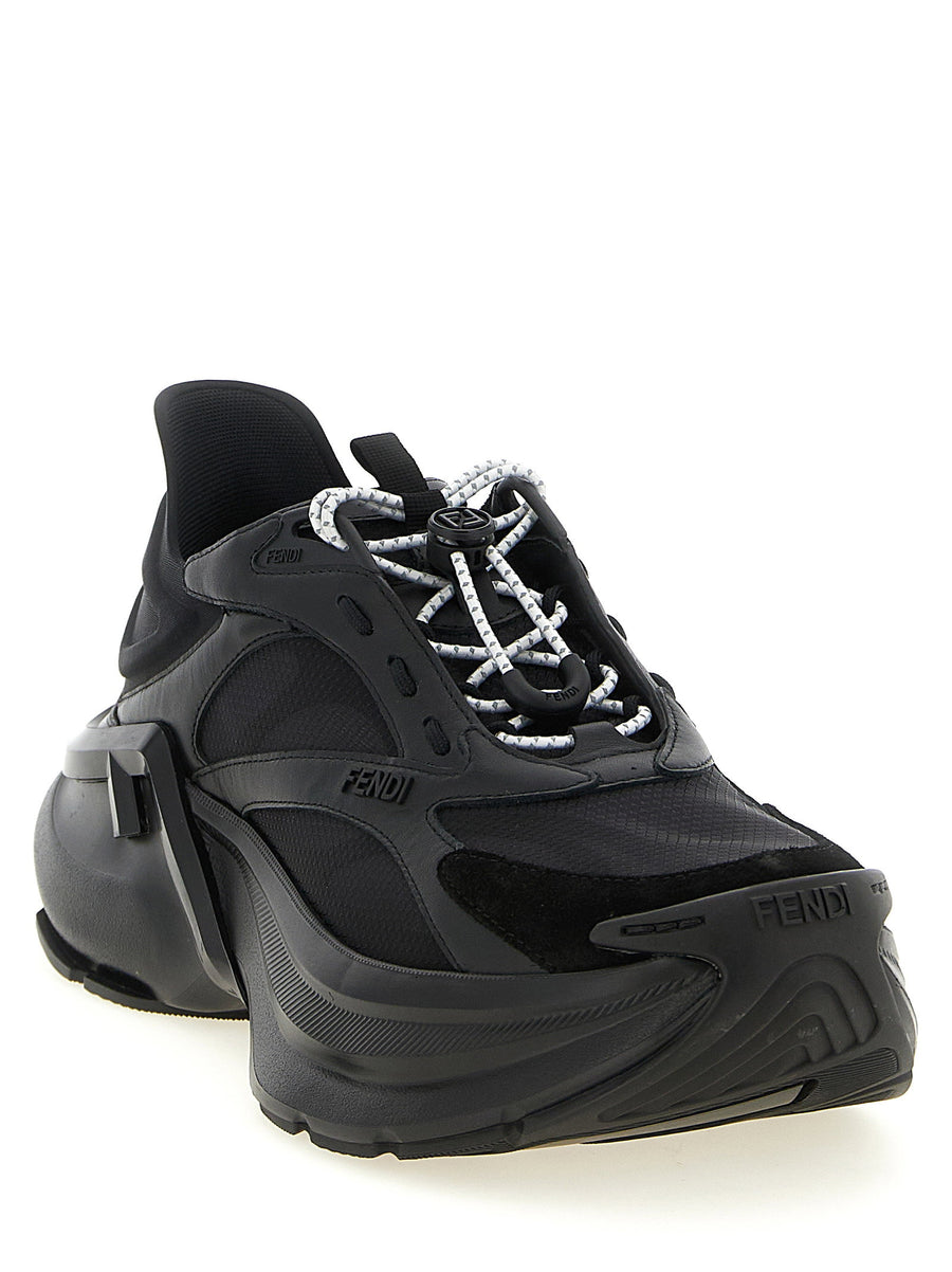 Fendi F Light Sneakers For Women In Black Leather And Mesh
