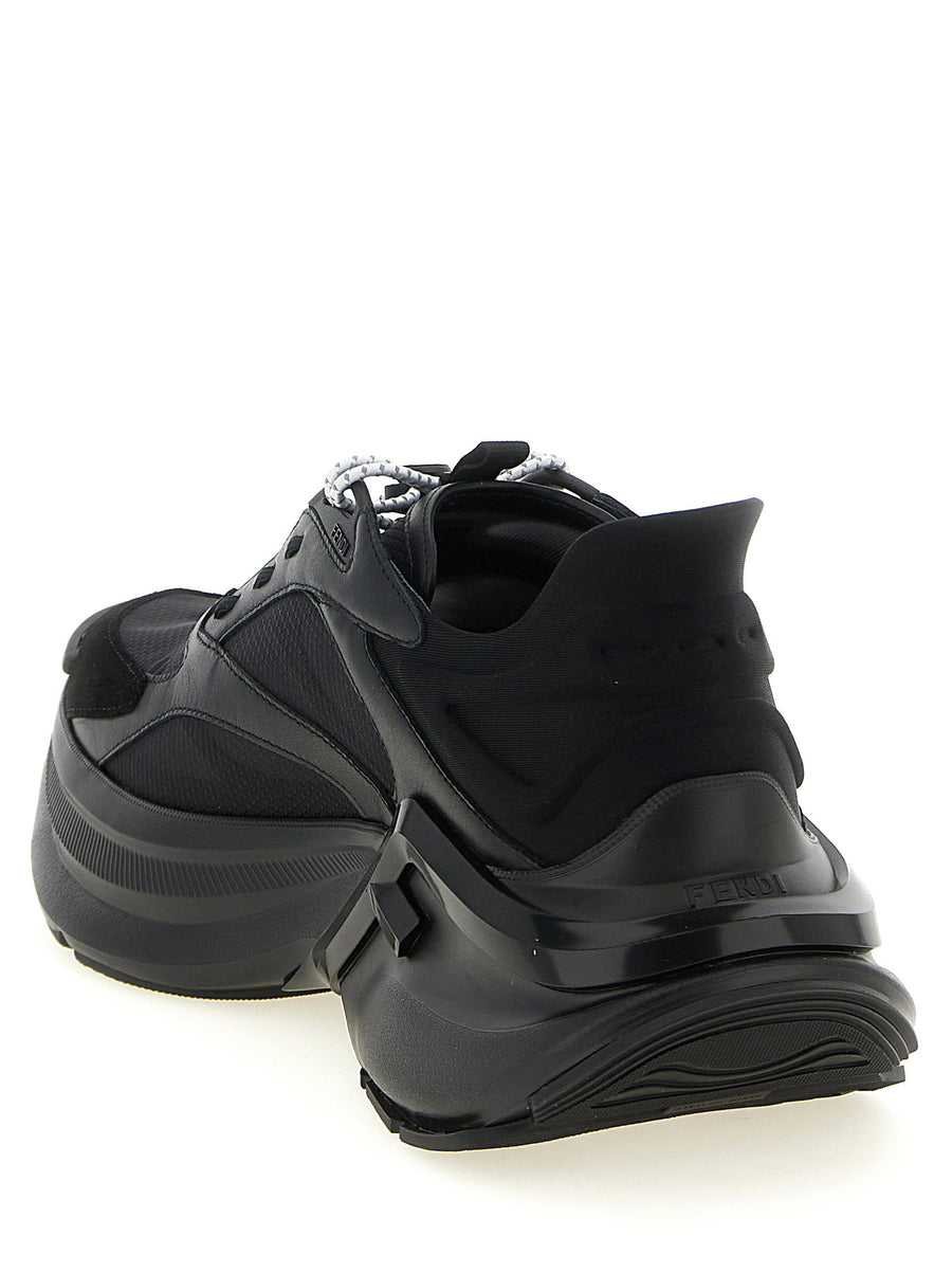 Fendi F Light Sneakers For Women In Black Leather And Mesh