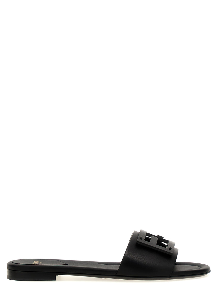 Fendi Baguette Sandals for Women Black Calfskin Leather Minimalist Luxury FF Logo