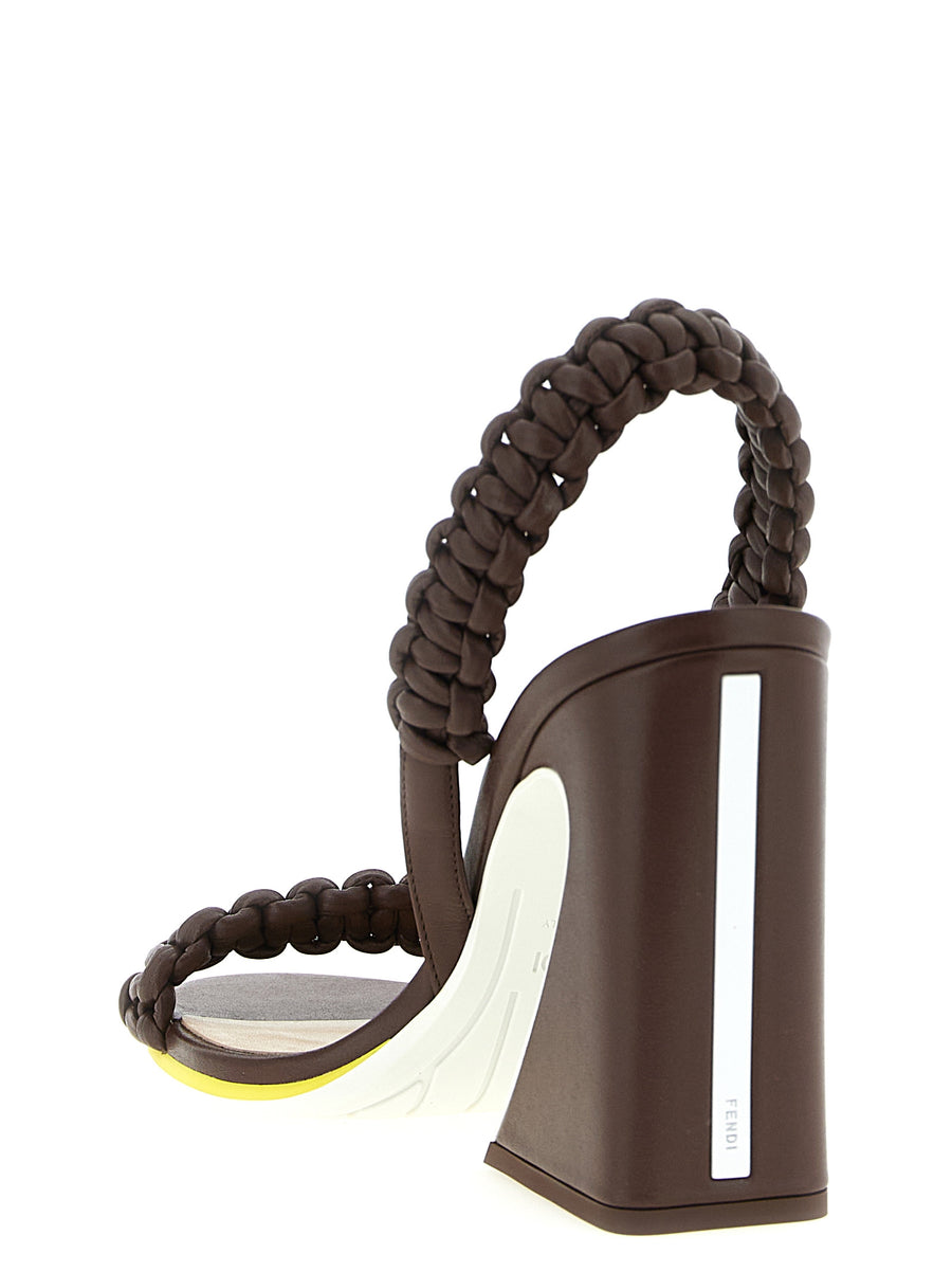 Fendi Arco Sandals Sculptural Luxury In Brown Calfskin With Handwoven Parachute Knot Detail For Women