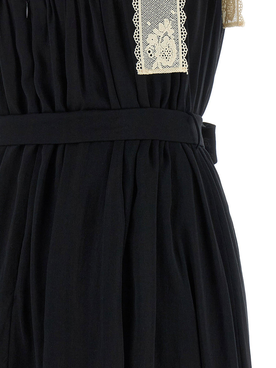 Zimmermann Roselight Dress White Black Cotton Silk Lace Insets Bow