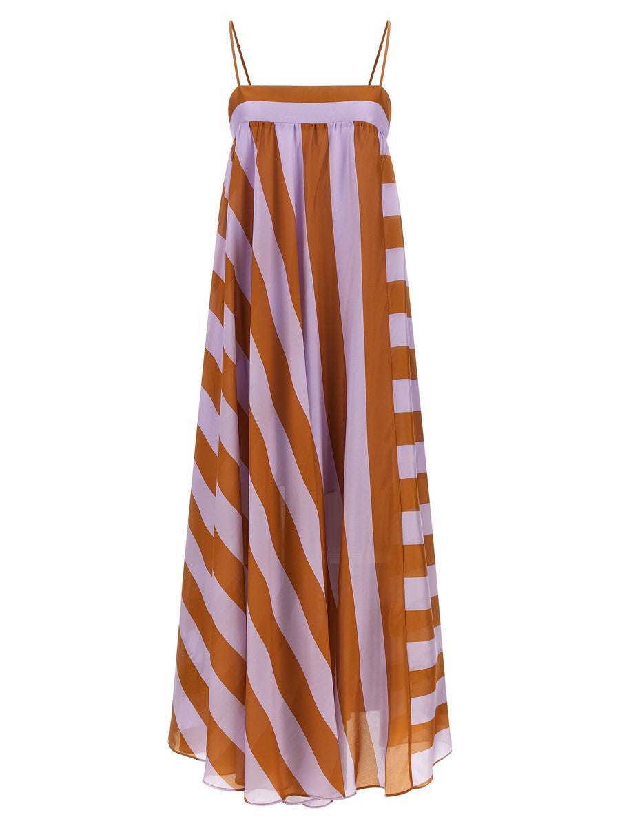 Zimmermann Indra Silk Maxi Dress For Women With Luxurious Multicolor Striped Silk Habotai And Soft Flared Silhouette