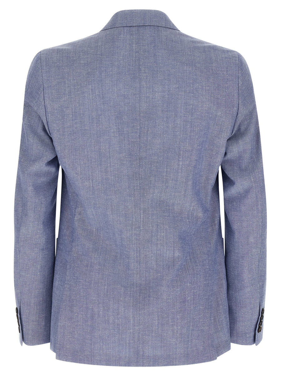 Pal Zileri Brera Blazer Light Blue Wool Cotton Linen Blend Unlined Single Breasted Luxury Jacket For Women