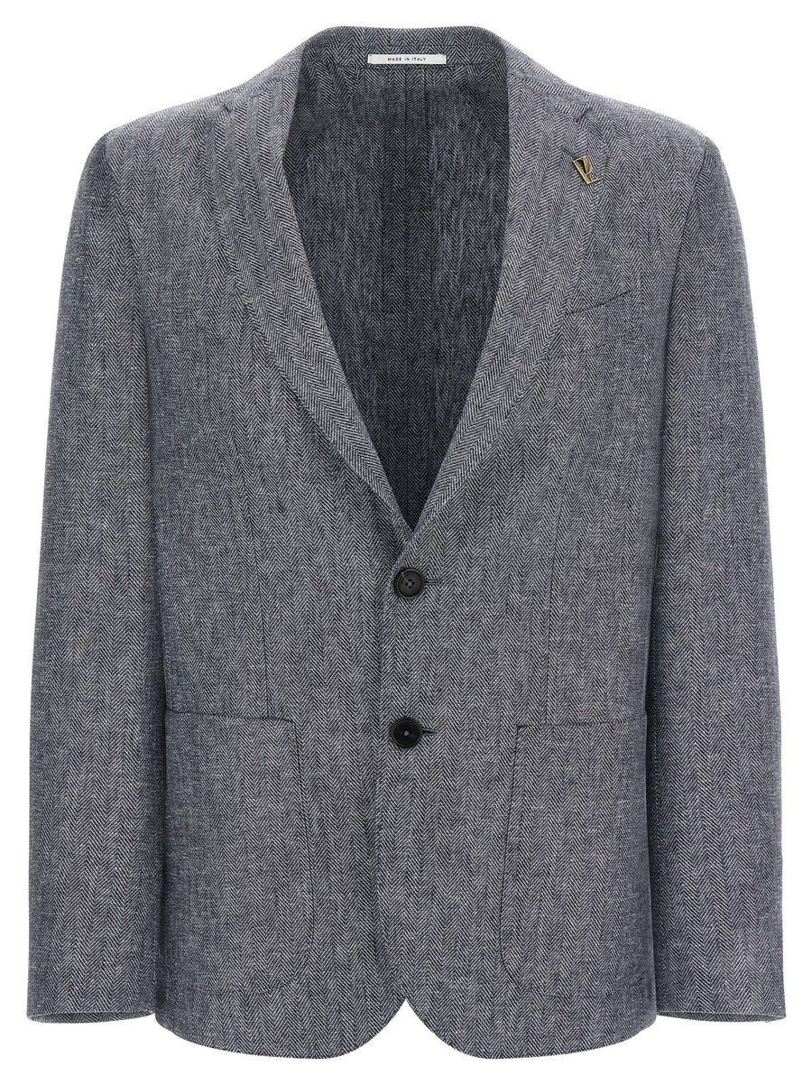 Pal Zileri Brera Blue Linen-Blend Blazer For Women With Elegant Chevron Texture Italian Tailoring Smart Casual Looks