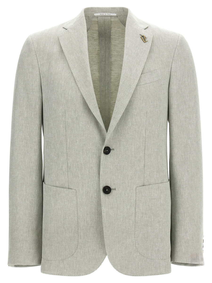 Pal Zileri Brera Blazer Luxurious Green Linen-Blend Summer-Ready For Men Mirror Lapels With Removable Pin