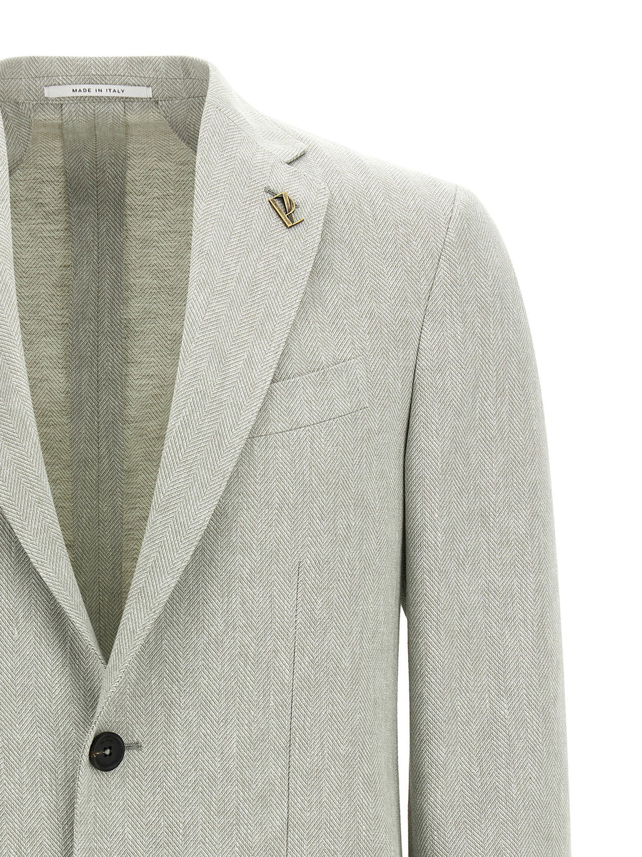 Pal Zileri Brera Blazer Luxurious Green Linen-Blend Summer-Ready For Men Mirror Lapels With Removable Pin