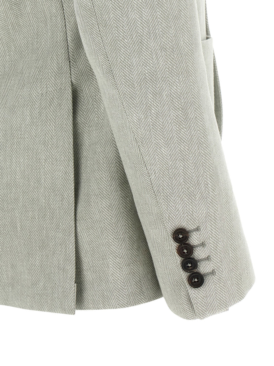 Pal Zileri Brera Blazer Luxurious Green Linen-Blend Summer-Ready For Men Mirror Lapels With Removable Pin