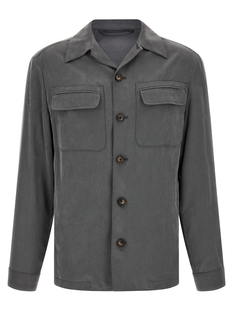 Pal Zileri Capsule Overshirt Gray Lyocell Lightweight Unlined Jacket For Men Spring Summer 2026