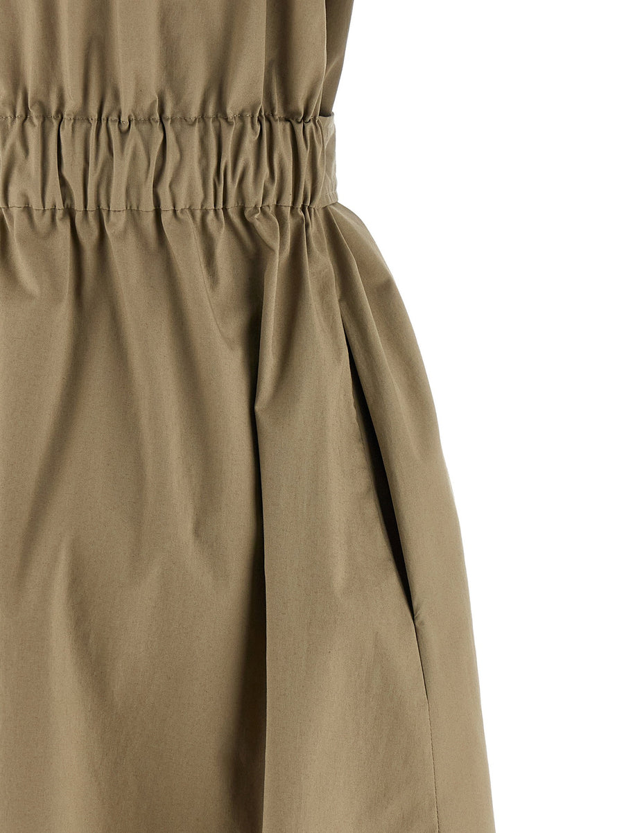 Peserico Elegant Green Cotton Poplin Chemisier Midi Dress With Front Button Closure For Women