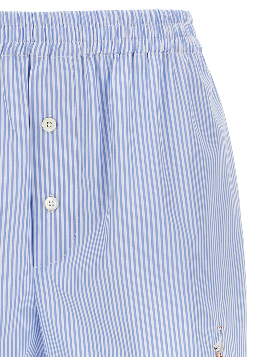 Moschino Poplin Shorts For Women Breathable Striped Light Blue Cotton Boxer Style Attitude Everyday Wear