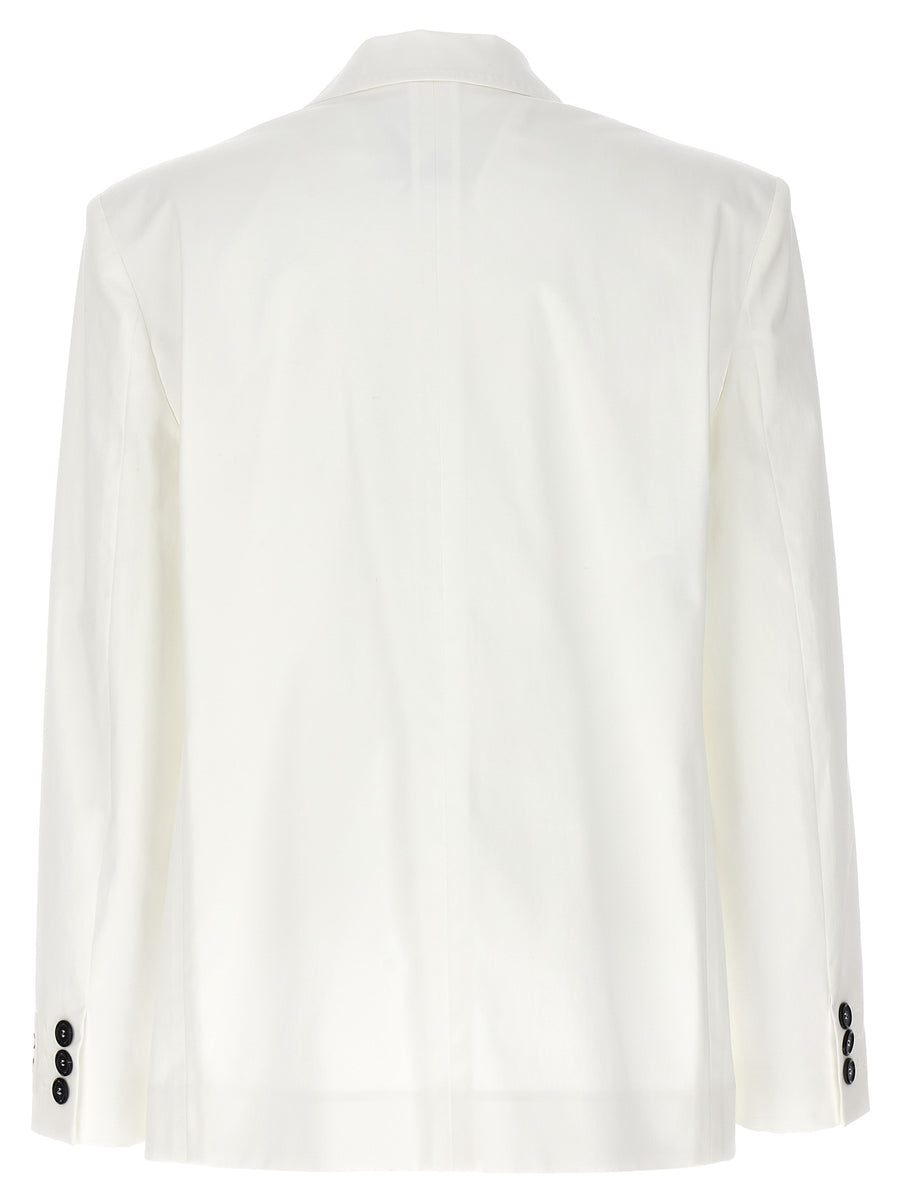 Moschino White Cotton Double-Breasted Blazer For Women Polished Silhouette Versatile Timeless