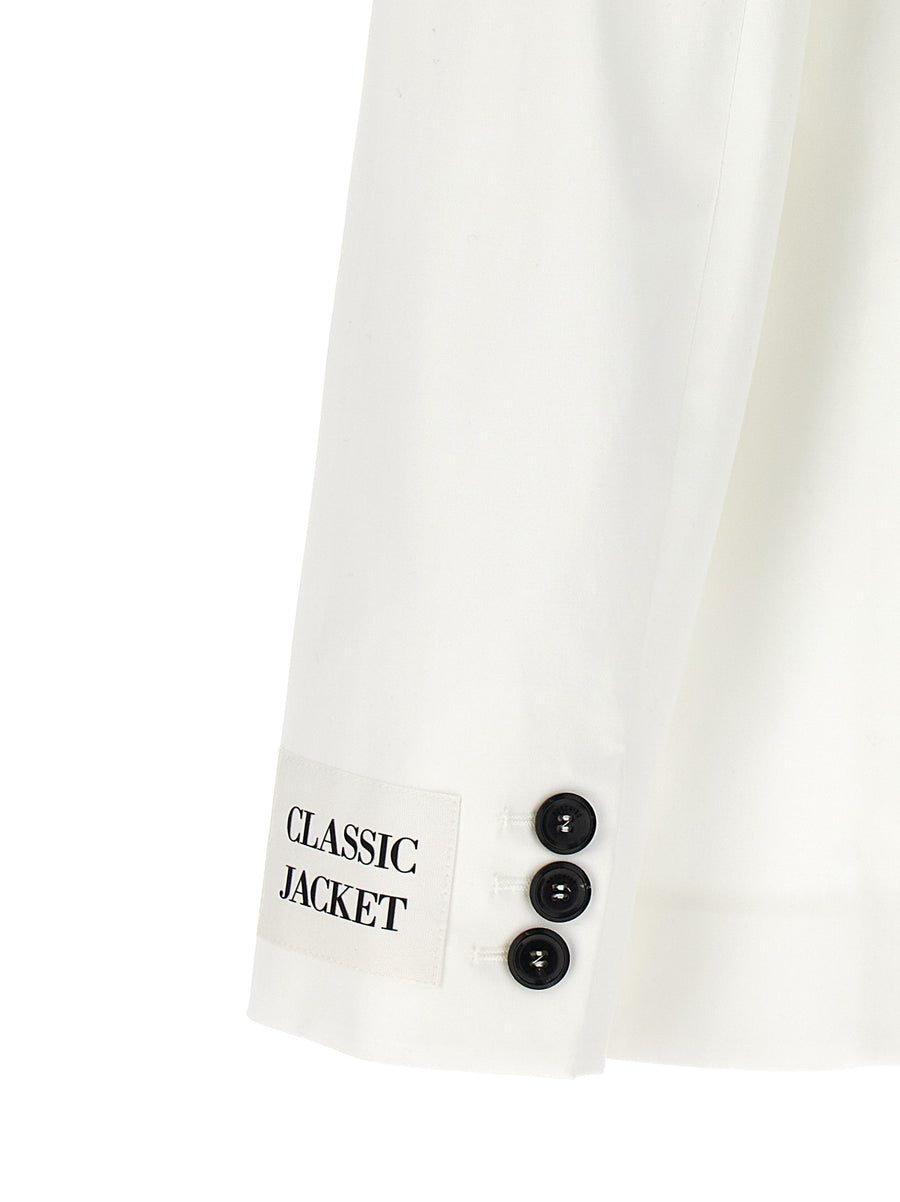 Moschino White Cotton Double-Breasted Blazer For Women Polished Silhouette Versatile Timeless