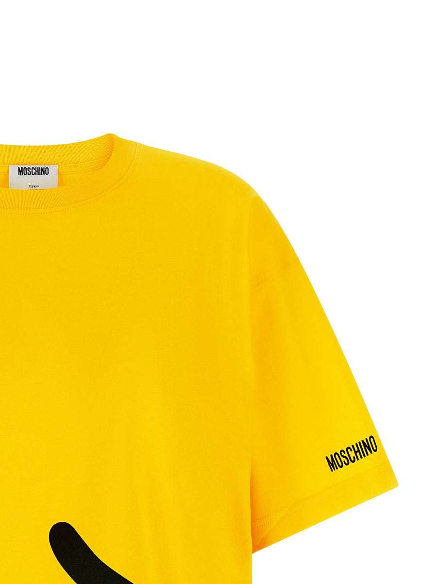 Moschino Smiley T Shirt Organic Cotton Crew Neck Unisex Streetwear Essential Luxury