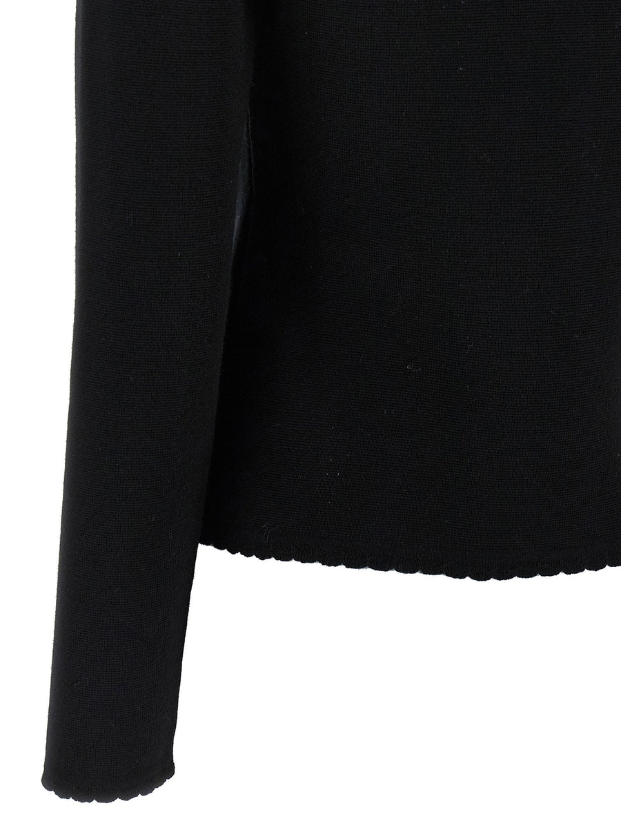 Moschino Chain Cardigan For Women Luxurious Virgin Wool Black With Distinctive Chain Detail For Refined Layering