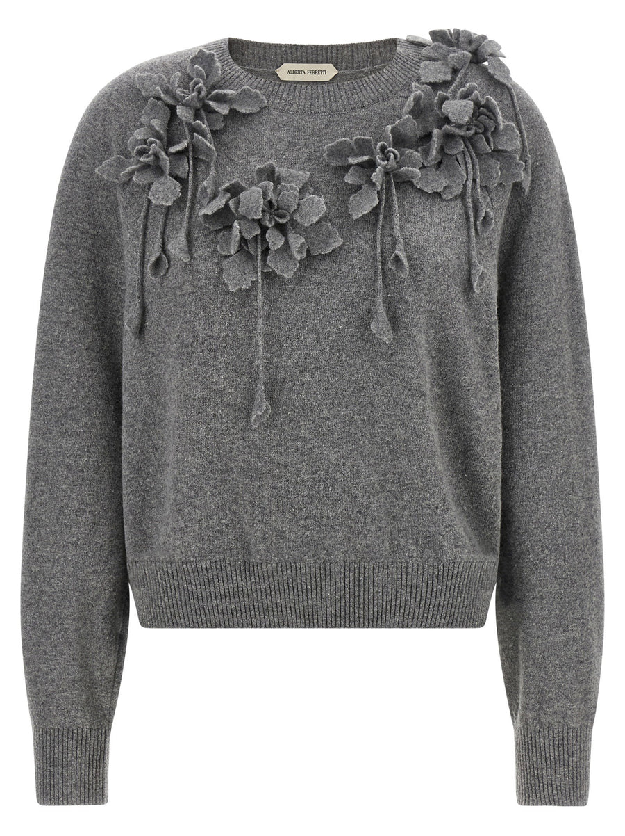 Alberta Ferretti Embroidered Flower Sweater