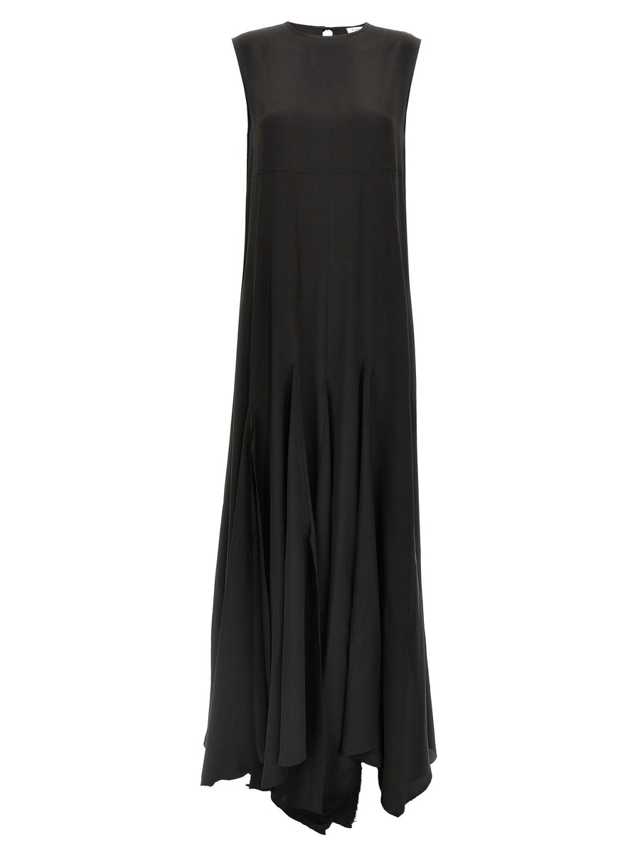 Di.la3 Pari' Silk Dress For Women Black Crepe De Chine Back Tie Cut Out Day To Night Luxe