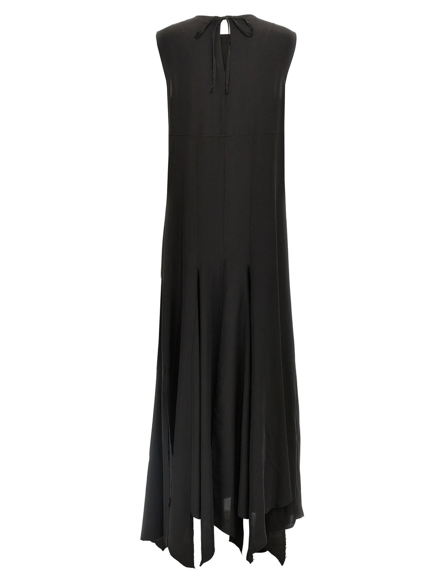 Di.la3 Pari' Silk Dress For Women Black Crepe De Chine Back Tie Cut Out Day To Night Luxe