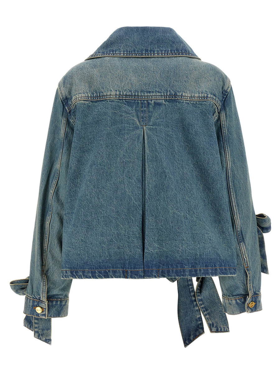 Ganni Light Rigid Denim Jacket For Women Organic Cotton Stonewashed With Structured Fit And Front Pockets