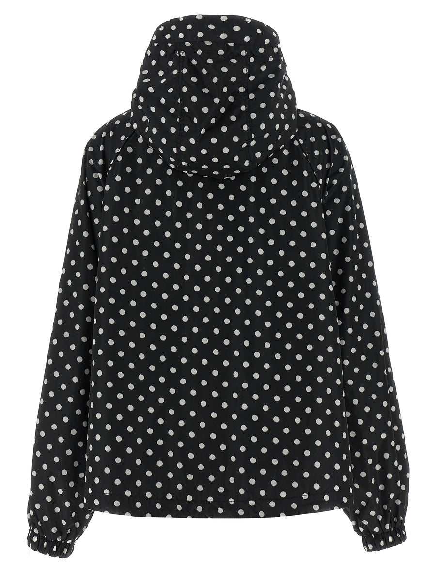 Ganni Polka Dot Anorak For Women Wardrobe Essential Lightweight Recycled Nylon Windbreaker With Hood And Pockets