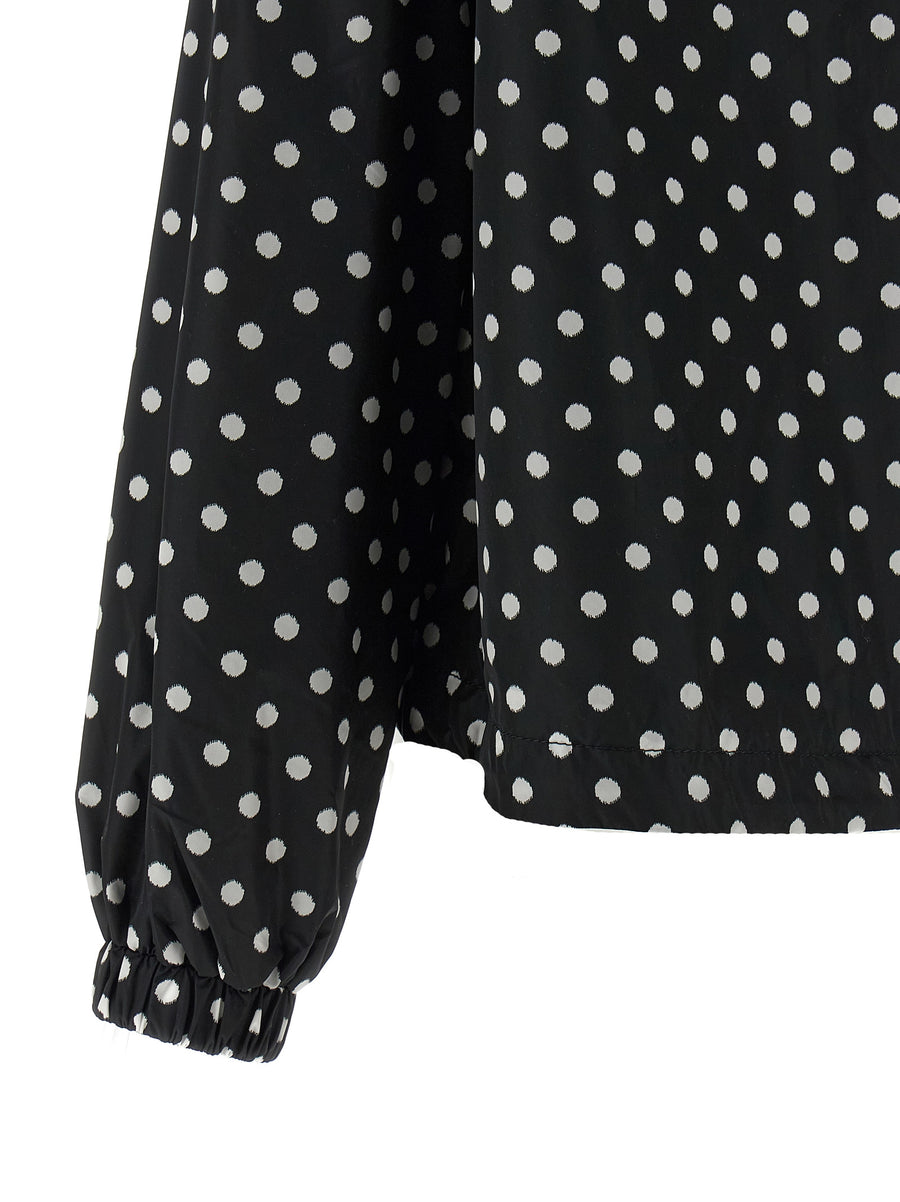 Ganni Polka Dot Anorak For Women Wardrobe Essential Lightweight Recycled Nylon Windbreaker With Hood And Pockets